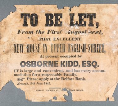 Handbills and posters found in 16 Upper Englush Street November 2023 the property of Martin McCague. A selection to be donated to the musem.