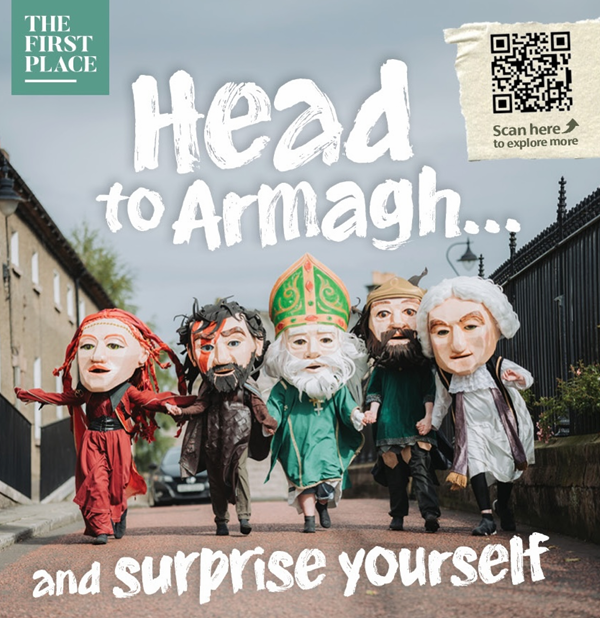 Head to Armagh – Surprise Yourself Campaign Head to Armagh tourism campaign featuring the iconic Big Heads characters promoting visitor experiences across Armagh.